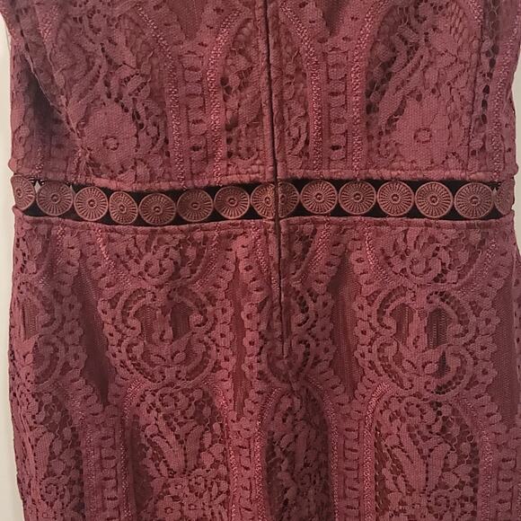 Jodi Kristopher Deep Cherry Red Lace Dress - Picture 2 of 6